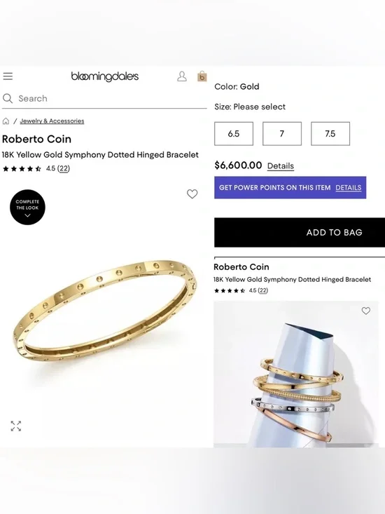 Roberto Coin Symphony Pois Moi Oval Bracelet 18k Yellow Gold (Retails $6600) - Picture 6 of 16